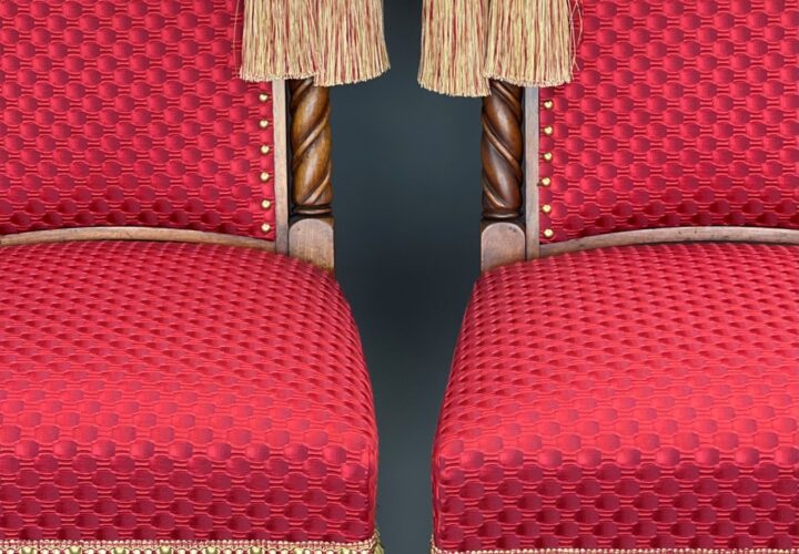 In celebration of the coronation of King Charles III… reupholstered chairs