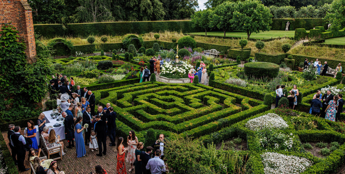 The Old Palace Knot Garden drinks reception venue wedding guests