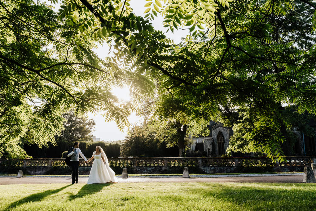 A beautiful bride and groom at Hatfield Park - Wedding photography styles - courtesy of www.emmahurleyphotography.com