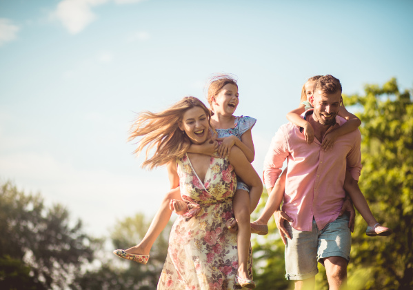 Family in the sunshine - Salisbury Square celebrations - Hatfield Park