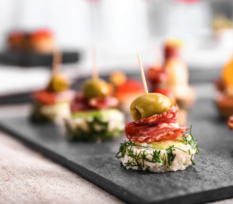 Canapes on slate plate