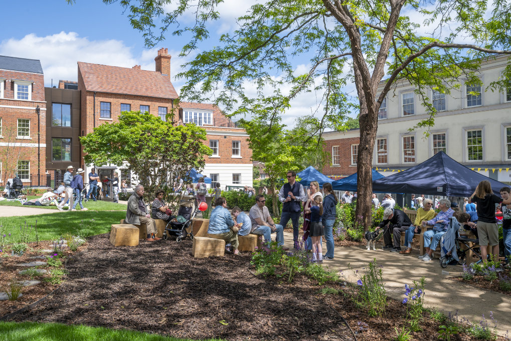 Visitors in the new Salisbury Square garden