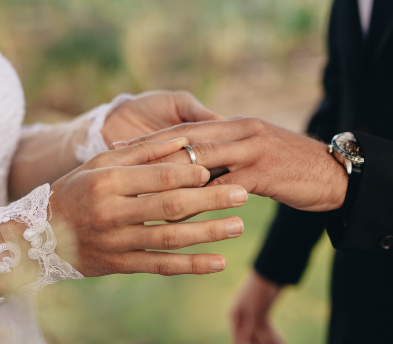 Small weddings at Hatfield close up of ring exchange