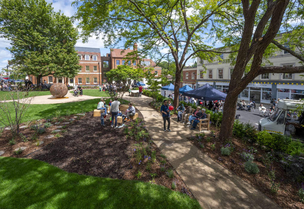 Salisbury Square - people enjoying the Square